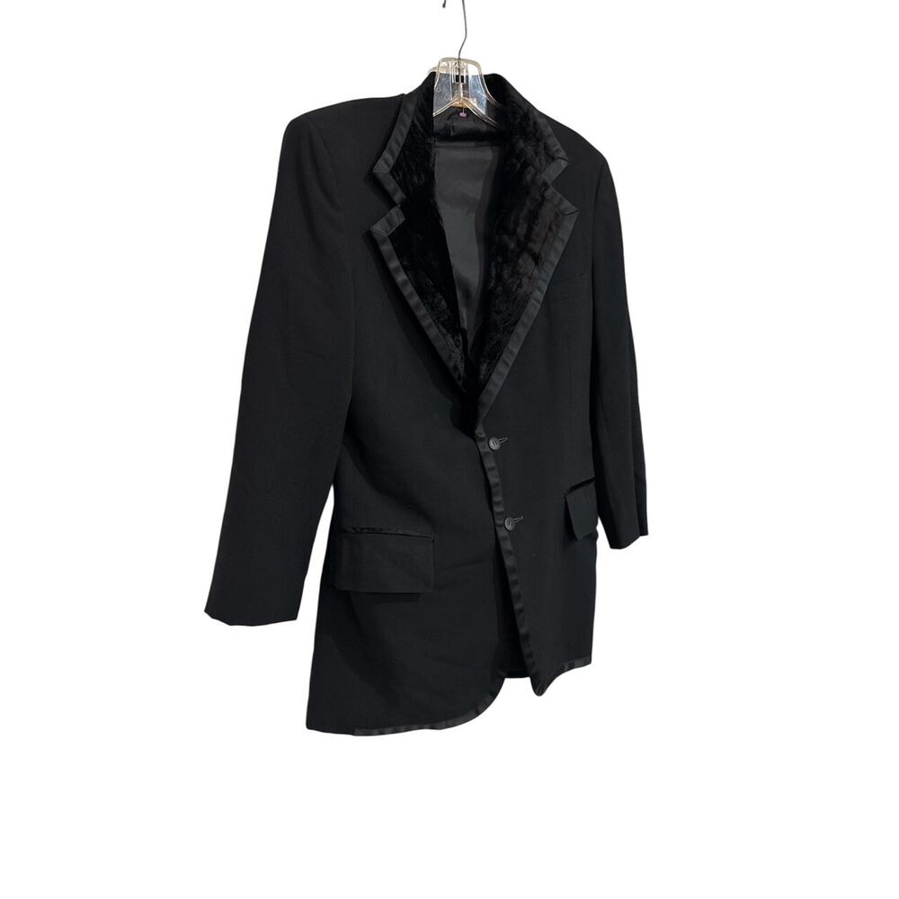 Vintage After 6 Wool Crush Velvet Tux Smoking Blazer SZ 38